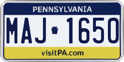 PA license plate MAJ1650