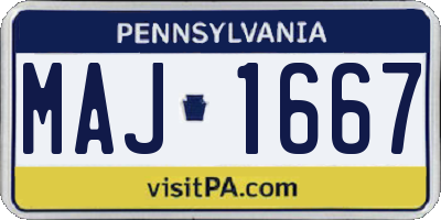 PA license plate MAJ1667