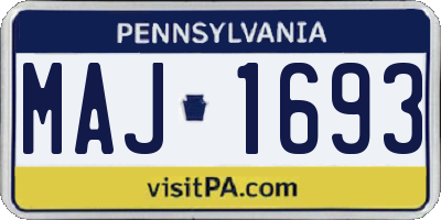 PA license plate MAJ1693