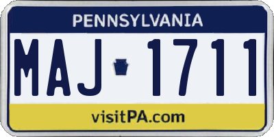 PA license plate MAJ1711