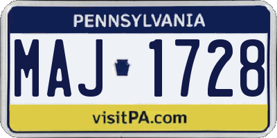 PA license plate MAJ1728