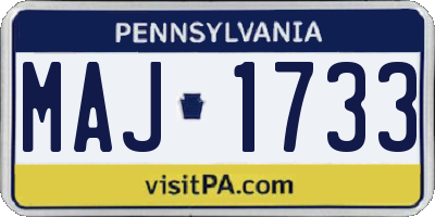PA license plate MAJ1733