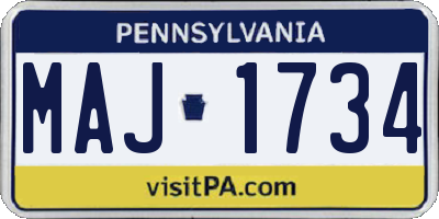 PA license plate MAJ1734