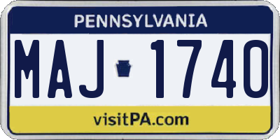 PA license plate MAJ1740