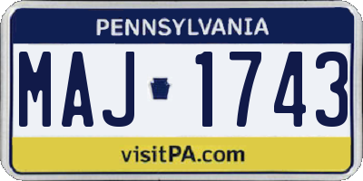 PA license plate MAJ1743