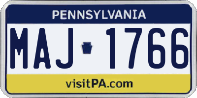 PA license plate MAJ1766