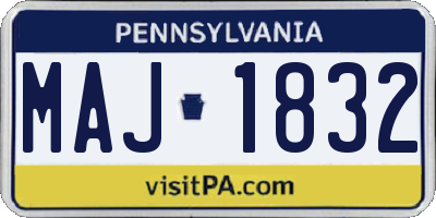 PA license plate MAJ1832