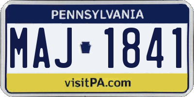 PA license plate MAJ1841