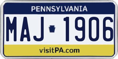 PA license plate MAJ1906