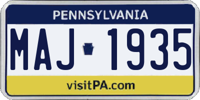PA license plate MAJ1935