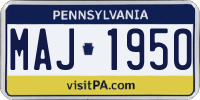 PA license plate MAJ1950