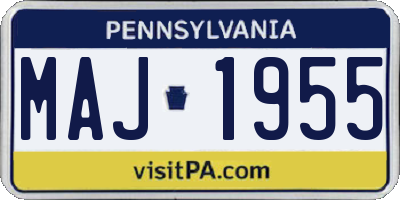 PA license plate MAJ1955