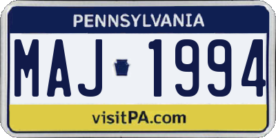 PA license plate MAJ1994