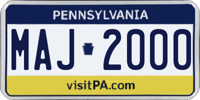 PA license plate MAJ2000