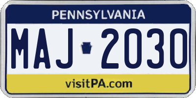 PA license plate MAJ2030