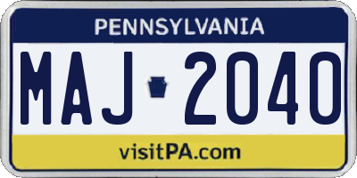 PA license plate MAJ2040