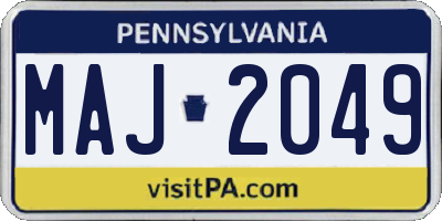PA license plate MAJ2049
