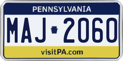 PA license plate MAJ2060