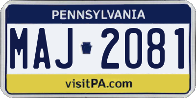 PA license plate MAJ2081