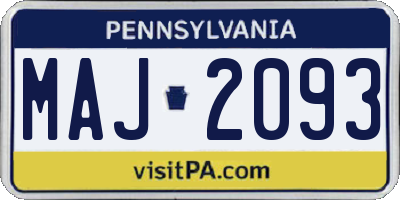PA license plate MAJ2093
