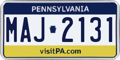 PA license plate MAJ2131