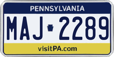 PA license plate MAJ2289