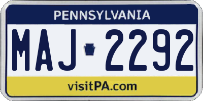 PA license plate MAJ2292
