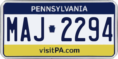PA license plate MAJ2294