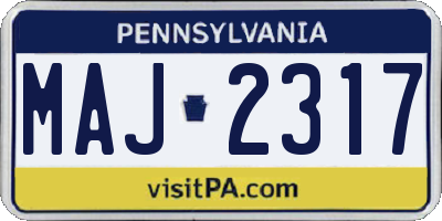 PA license plate MAJ2317