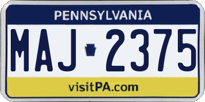PA license plate MAJ2375