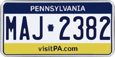 PA license plate MAJ2382