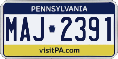 PA license plate MAJ2391