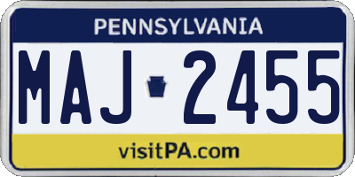 PA license plate MAJ2455
