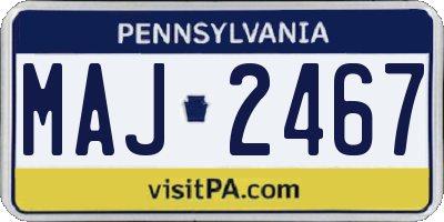 PA license plate MAJ2467