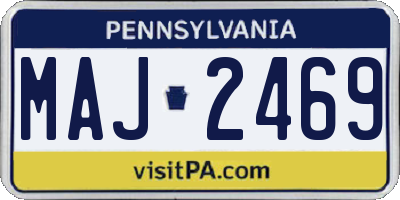 PA license plate MAJ2469