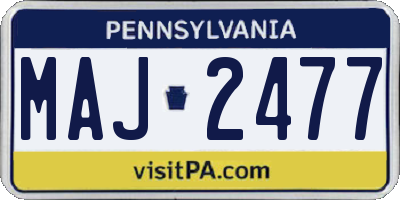 PA license plate MAJ2477