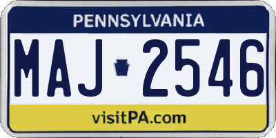PA license plate MAJ2546