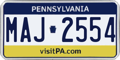 PA license plate MAJ2554