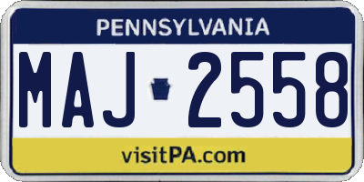 PA license plate MAJ2558