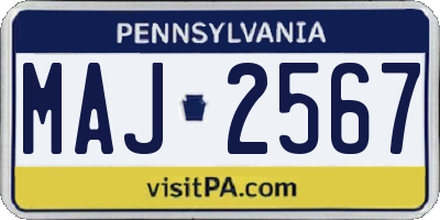 PA license plate MAJ2567