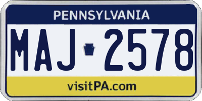 PA license plate MAJ2578