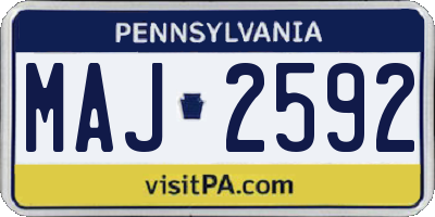 PA license plate MAJ2592