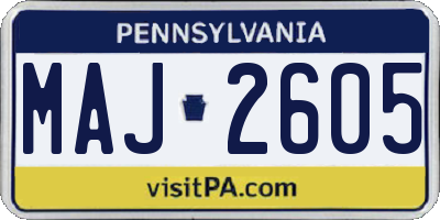 PA license plate MAJ2605