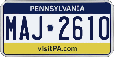 PA license plate MAJ2610