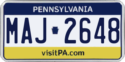 PA license plate MAJ2648
