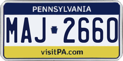 PA license plate MAJ2660