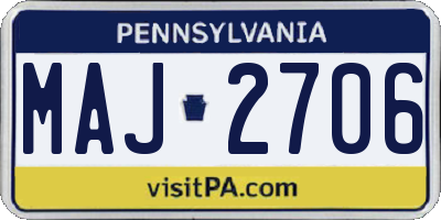 PA license plate MAJ2706