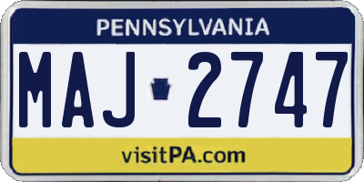 PA license plate MAJ2747