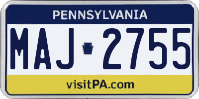 PA license plate MAJ2755