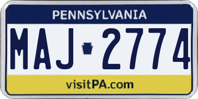 PA license plate MAJ2774